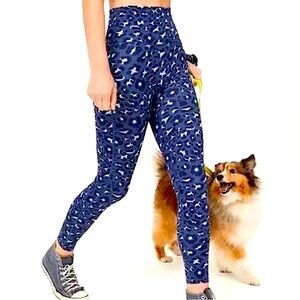 Aerie Women’s Offline Goals High-Rise 7/8 Leopard Leggings M Medium Navy Blue
